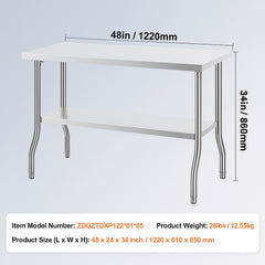 Commercial Worktable Workstation Folding Commercial Prep Table 1220x610 mm