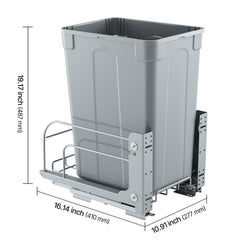Pullout Trash Can for Kitchen Cabinets, Garbage Waste Recycling Bin, Under Mount Waste Container, with Heavy Duty Metal Soft Close Sliding System and Door Kit, for Sink, Under Counter