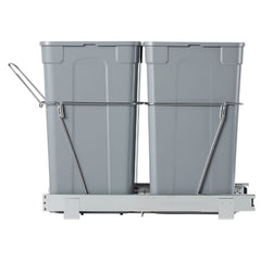 Pullout Trash Can for Kitchen Cabinets,Double Under Sink Garbage Waste Recycling Bin, Under Mount Waste Container, with Heavy Duty Metal Full Extension Sliding System and Handle
