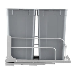 Pull-Out Trash Can, 27 QT x2 Double Under Mount Kitchen Waste Container, Heavy Duty Garbage Recycling Bin with Door Kit and Soft Close Slide, for Kitchen Cabinet, Sink, Under Counter (Grey)