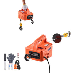 3-in-1 Electric Hoist Winch, 700 kg Capacity, 1500W Portable Power Winch Crane, 7.6 m Lifting Height, 5 m/min with Manual, Wired and Wireless Remote Control for Factory, Warehouss, Garage