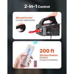 2-in-1 Electric Hoist Winch, 500 kg Capacity, 1500W Portable Power Winch Crane, 7.6 m Lifting Height, 5 m/min with Manual and Wireless Remote Control for Factory, Warehouss, Garage