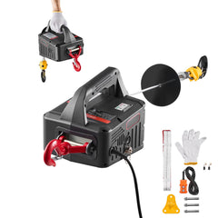 2-in-1 Electric Hoist Winch, 500 kg Capacity, 1500W Portable Power Winch Crane, 7.6 m Lifting Height, 5 m/min with Manual and Wired Remote Control for Factory, Warehouss, Garage