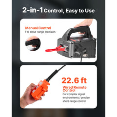 2-in-1 Electric Hoist Winch, 500 kg Capacity, 1500W Portable Power Winch Crane, 7.6 m Lifting Height, 5 m/min with Manual and Wired Remote Control for Factory, Warehouss, Garage