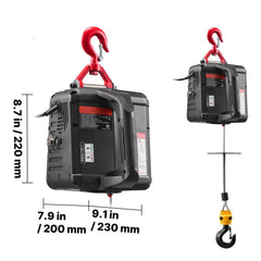 2-in-1 Electric Hoist Winch, 500 kg Capacity, 1500W Portable Power Winch Crane, 7.6 m Lifting Height, 5 m/min with Manual and Wired Remote Control for Factory, Warehouss, Garage