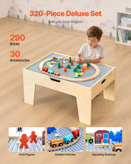 Multi-Purpose Activity Play Table 290 Building Bricks & 30 PCS Accessories