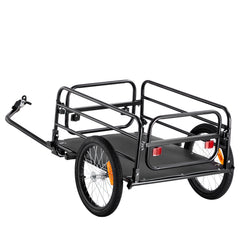 Bike Cargo Trailer, 72.5 kg Load, Heavy-Duty Bicycle Wagon Cart, Foldable Compact Storage & Quick Release with Universal Hitch, 406.4 mm Wheels, Safe Reflectors, Fits 558.8-711.2 mm Bike Wheels