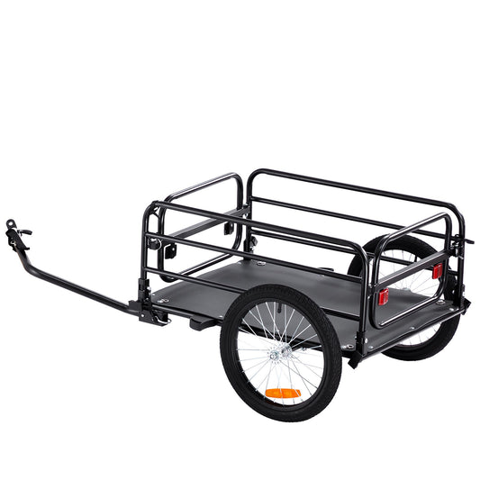 Bike Cargo Trailer, 72.5 kg Load, Heavy-Duty Bicycle Wagon Cart, Foldable Compact Storage & Quick Release with Universal Hitch, 406.4 mm Wheels, Safe Reflectors, Fits 558.8-711.2 mm Bike Wheels