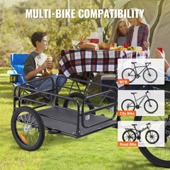 Bike Cargo Trailer, 72.5 kg Load, Heavy-Duty Bicycle Wagon Cart, Foldable Compact Storage & Quick Release with Universal Hitch, 406.4 mm Wheels, Safe Reflectors, Fits 558.8-711.2 mm Bike Wheels
