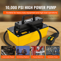 10,000PSI Air Hydraulic Pump, 2.3 L Reservoir, NPT 3/8 In Oil Outlet, NPT 1/4 In Inlet, Air Actuated Foot Pump with Remote Control Actuator, for Automobile Frame Machine & Hydraulic Press