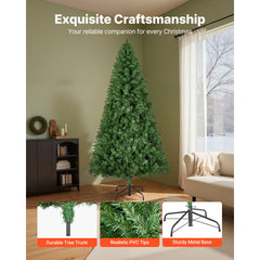 Christmas Tree, 1.8m Artificial Xmas Tree, Full Holiday Decor Trees with 1250 Branch Tips & Sturdy Metal Base for Home Party Office Decoration