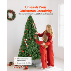 Christmas Tree, 1.8m Artificial Xmas Tree, Full Holiday Decor Trees with 1250 Branch Tips & Sturdy Metal Base for Home Party Office Decoration