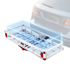 49.4 x 22.4 x 7.1 in Hitch Cargo Carrier, 500lb Capacity Trailer Hitch Mount Aluminum Cargo Basket, Luggage Carrier Rack Fits 2" Hitch Receiver for SUV Truck Pickup Camping
