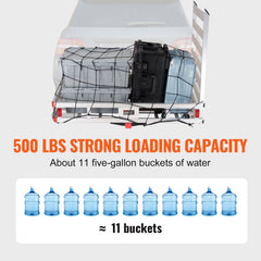 50 x 29.5 x 8.7 in Hitch Cargo Carrier, 500lb Capacity Trailer Hitch Mount Aluminum Cargo Basket with Folding Ramp, Luggage Carrier Rack Fits 2" Hitch Receiver for SUV Truck Pickup Camping