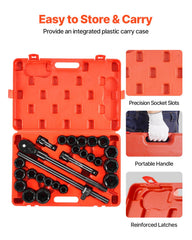 Impact Socket Set 3/4 Inches 27 Piece SAE 7/8 to 2 Inches and Metric 22 to 50 mm