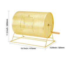 Raffle Drum, 16.1 x Ø12 inch Brass Plated Raffle Ticket Spinning Cage, Holds 5000 Tickets or 200 Ping Pong Balls, Metal Lottery Spinning Drawing with Wooden Turning Handle, for Bingo Ballot Part