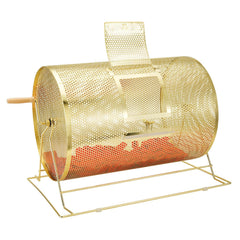 Raffle Drum, 14.8 x Ø21.26 inch Brass Plated Raffle Ticket Spinning Cage, Holds 10000 Tickets or 300 Ping Pong Balls, Metal Lottery Spinning Drawing with Wooden Turning Handle, for Bingo Ballot