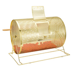 Raffle Drum, 14.8 x Ø21.26 inch Brass Plated Raffle Ticket Spinning Cage, Holds 10000 Tickets or 300 Ping Pong Balls, Metal Lottery Spinning Drawing with Wooden Turning Handle, for Bingo Ballot