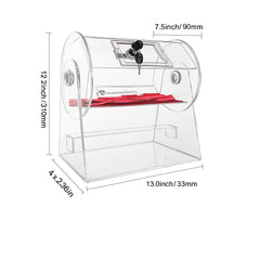 Acrylic Raffle Drum, Holds 2500 Tickets or 100 Raffle Balls, Professional Raffle Ticket Spinning Cage with 2 Keys, Transparent Lottery Spinning Drawing, Raffle Ticket Box for Lottery Games Bingo