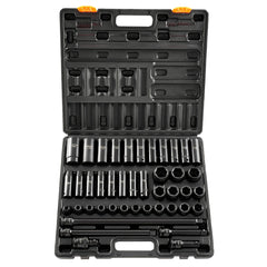 Impact Socket Set 43 Piece Impact Sockets, Standard Socket Assortment, Drive Socket Set 6-Point Sockets Metric 9-30mm (Standard/Deep)