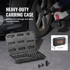 Impact Sockets Set 48pcs 6-Point 1/4" Drive Bit Ratchet Tool Kit Case