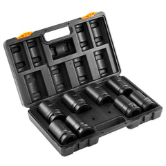 Impact Sockets Set 8pcs 6-Point 1" Drive Bit Ratchet Tool Kit Case
