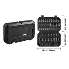 1/4" Drive Impact Socket Set, 55 Piece Deep & Shallow Socket Set SAE 5/32"-9/16" and Metric 4-15mm, 6 Point CR-V Alloy Steel for Auto Repair, Easy-to-Read Size Markings, Storage Case