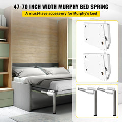 Murphy Mounting Wall Springs Mechanism, Heavy Duty Support Hardware DIY Kit, Bed Springs Mechanism Ideal for King Queen Bed (Vertical), White