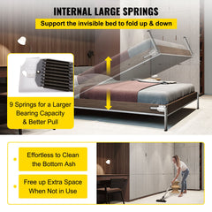 Murphy Mounting Wall Springs Mechanism, Heavy Duty Support Hardware DIY Kit, Bed Springs Mechanism Ideal for King Queen Bed (Vertical), White
