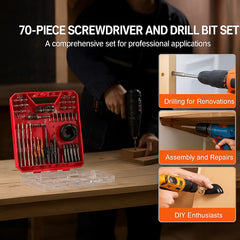 Drill Bit Set 70 PCS Screwdriver Bit Set with Carrying Case Multi-purpose