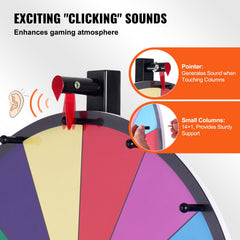 24 inch Spinning Prize Wheel, 14 Slots Tabletop Spinner, Heavy Duty Roulette Wheel with a Dry Erase and 2 Markers, Win Fortune Spin Games in Party Pub Trade Show Carnival