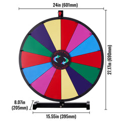 24 inch Spinning Prize Wheel, 14 Slots Tabletop Spinner, Heavy Duty Roulette Wheel with a Dry Erase and 2 Markers, Win Fortune Spin Games in Party Pub Trade Show Carnival