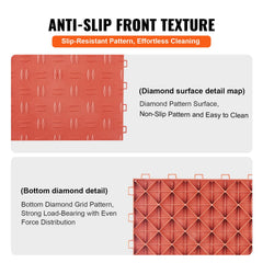 Garage Tiles Interlocking 12x12 in 50 Pack Garage Flooring Tiles Red