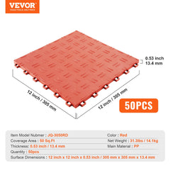 Garage Tiles Interlocking 12x12 in 50 Pack Garage Flooring Tiles Red