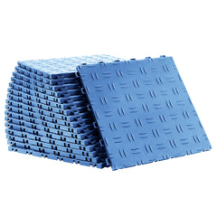 Garage Tiles Interlocking, 305 x 305 x 13.4 mm 50 Pack Garage Floor Covering Tiles, Non-Slip Double-Sided Texture Garage Flooring Tiles, for Garages, Basements, Repair Shops, Blue