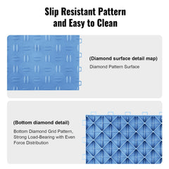Garage Tiles Interlocking, 305 x 305 x 13.4 mm 50 Pack Garage Floor Covering Tiles, Non-Slip Double-Sided Texture Garage Flooring Tiles, for Garages, Basements, Repair Shops, Blue