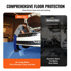 Garage Tiles Interlocking, 305 x 305 x 13.4 mm 50 Pack Garage Floor Covering Tiles, Non-Slip Double-Sided Texture Garage Flooring Tiles, for Garages, Basements, Repair Shops, Blue