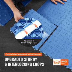 Garage Tiles Interlocking, 305 x 305 x 13.4 mm 50 Pack Garage Floor Covering Tiles, Non-Slip Double-Sided Texture Garage Flooring Tiles, for Garages, Basements, Repair Shops, Blue