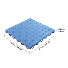 Garage Tiles Interlocking, 305 x 305 x 13.4 mm 50 Pack Garage Floor Covering Tiles, Non-Slip Double-Sided Texture Garage Flooring Tiles, for Garages, Basements, Repair Shops, Blue