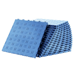 Garage Tiles Interlocking, 305 x 305 x 13.4 mm 50 Pack Garage Floor Covering Tiles, Non-Slip Double-Sided Texture Garage Flooring Tiles, for Garages, Basements, Repair Shops, Blue