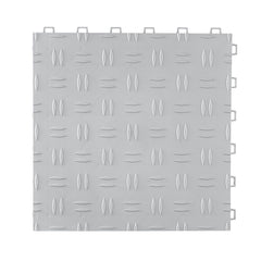 Garage Tiles Interlocking, 305 x 305 x 13.4 mm 25 Pack Garage Floor Covering Tiles, Non-Slip Double-Sided Texture Garage Flooring Tiles, for Garages, Basements, Repair Shops, Silver