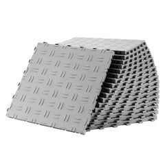 Garage Tiles Interlocking, 305 x 305 x 13.4 mm 25 Pack Garage Floor Covering Tiles, Non-Slip Double-Sided Texture Garage Flooring Tiles, for Garages, Basements, Repair Shops, Silver