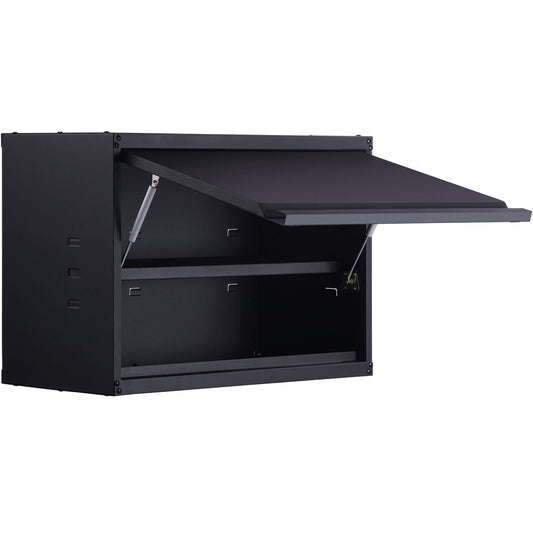 Metal Storage Cabinet, 54.4 kg Load Capacity per Shelf, 50.8 cm Tall Wall-Mounted Powder-Coating Steel Garage Cabinet with Adjustable Shelf, Press to Lock & Open Door, Perfect for Office Home Garage