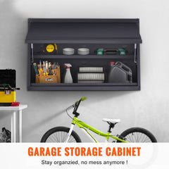 Metal Storage Cabinet, 54.4 kg Load Capacity per Shelf, 50.8 cm Tall Wall-Mounted Powder-Coating Steel Garage Cabinet with Adjustable Shelf, Press to Lock & Open Door, Perfect for Office Home Garage