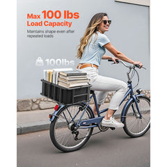 Rear Bike Basket Large Bicycle Basket with Cargo Net Rainproof Cover Liner
