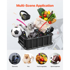 Rear Bike Basket Large Bicycle Basket with Cargo Net Rainproof Cover Liner