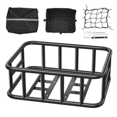 Rear Bike Basket Large Bicycle Basket with Cargo Net Rainproof Cover Liner
