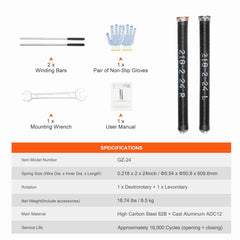Garage Door Torsion Springs, Pair of 5.54 x 50.8 x 610 mm, 16000 Cycles, Garage Door Springs with Non-Slip Winding Bars, Gloves and Mounting Wrench, Electrophoresis Coated for Replacement
