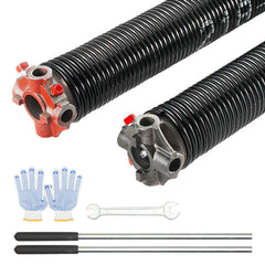 Garage Door Torsion Springs, Pair of 5.54 x 50.8 x 610 mm, 16000 Cycles, Garage Door Springs with Non-Slip Winding Bars, Gloves and Mounting Wrench, Electrophoresis Coated for Replacement
