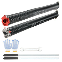 Garage Door Torsion Springs, 16000 Cycles, Pair of 0.25 x 2 x 30inch, Garage Door Springs with Non-Slip Winding Bars, Mounting Tool and Gloves, Electrophoresis Coated, for Replacement